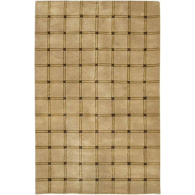 Hand tufted Mandara Beige New Zealand Casual Wool Rug (5 X 76)