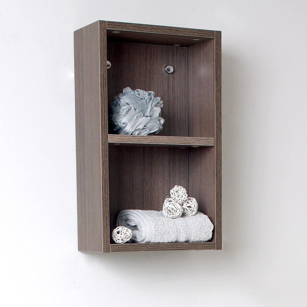 Fresca Grey Oak Open Storage Bathroom Linen Cabinet