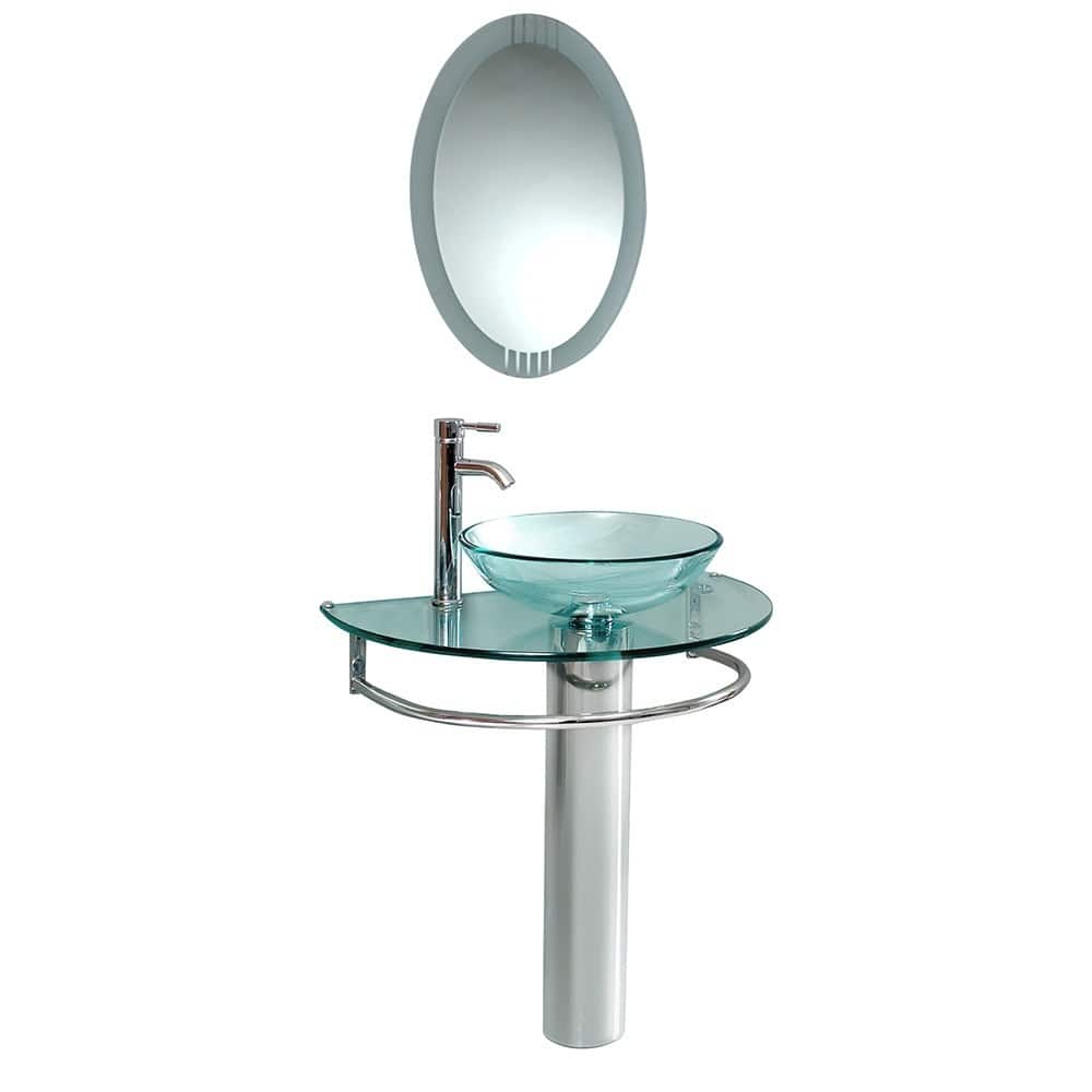 Fresca Attrazione Glass/ Stainless Steel Bathroom Vanity with Frosted Edge Mirror