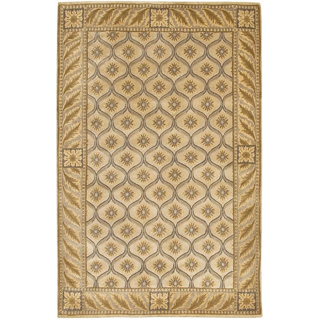 Contemporary Hand knotted Mandara Ivory Wool Rug (5 X 76)