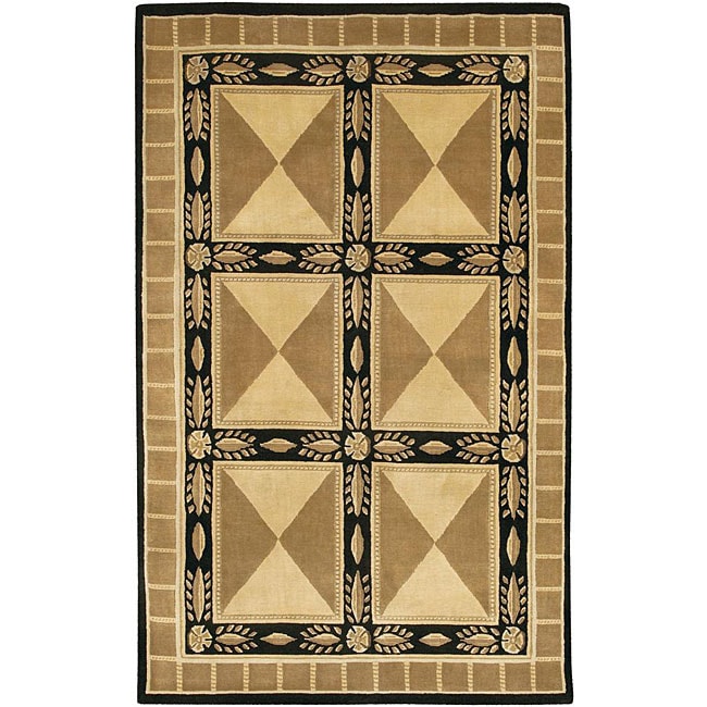 Transitional Hand knotted Mandara Brown Wool Rug (5 X 76)