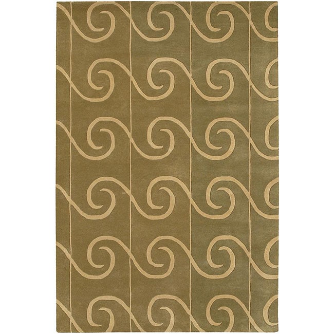 Transitional Hand tufted Mandara Green Wool Rug (5 X 76)