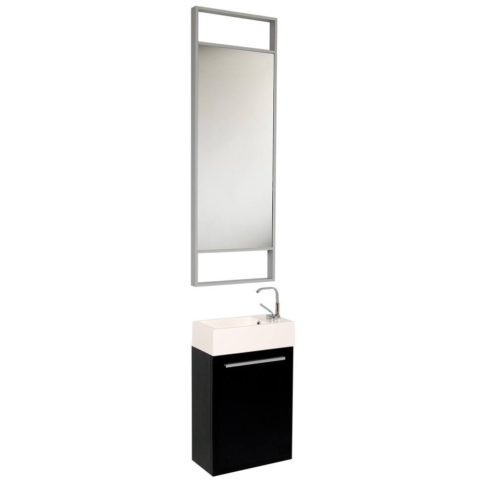 Fresca Pulito Small Black Modern Bathroom Vanity with Tall Mirror