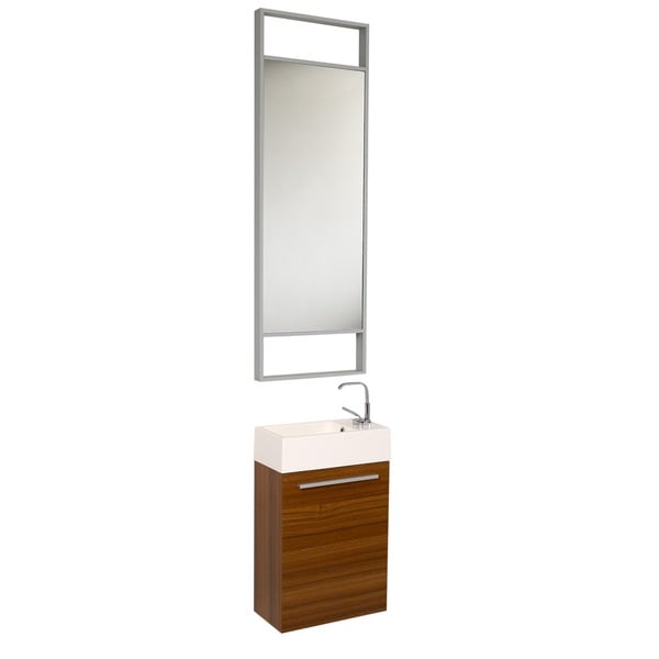 Fresca Pulito Small Black Modern Bathroom Vanity with Tall Mirror