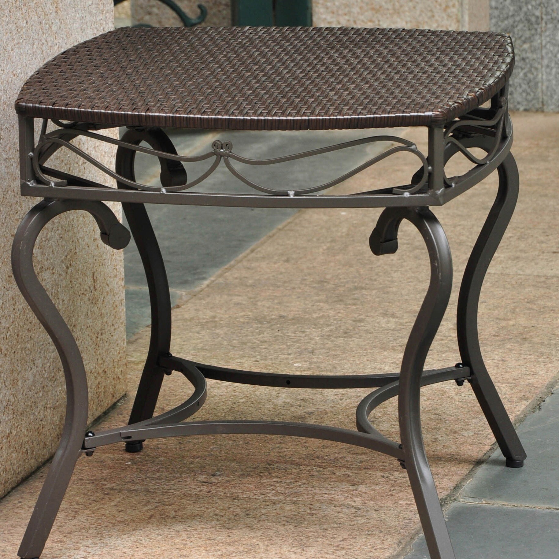 Antique Black International Caravan 3160-AB-IC Furniture Piece Small PVC Resin Side Table