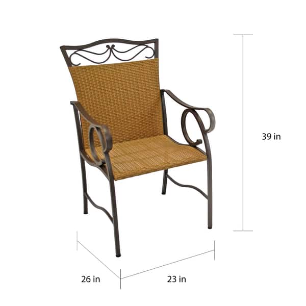 International Caravan Set of 2 Valencia Resin Wicker/Steel Bar Bistro Chairs