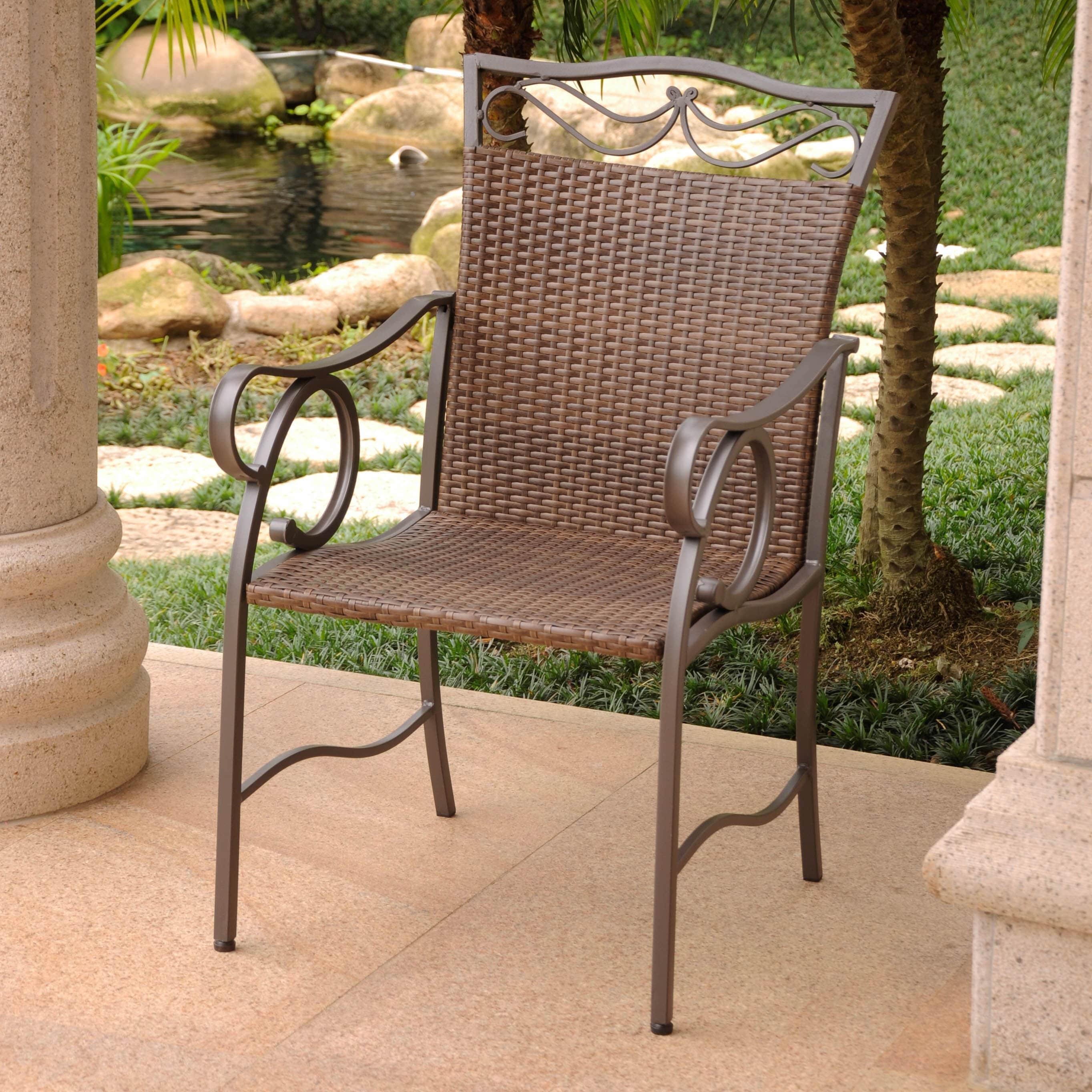 International Caravan International Caravan Valencia Resin Wicker/ Steel Frame Chairs (set Of 2) Brown Size 2 Piece Sets