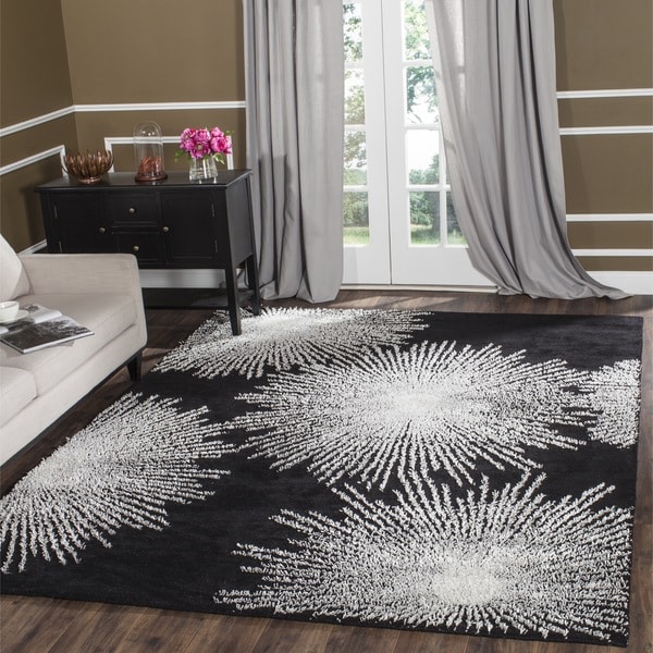 Safavieh Handmade Soho Burst Black New Zealand Wool Rug - 8' x 8' Square