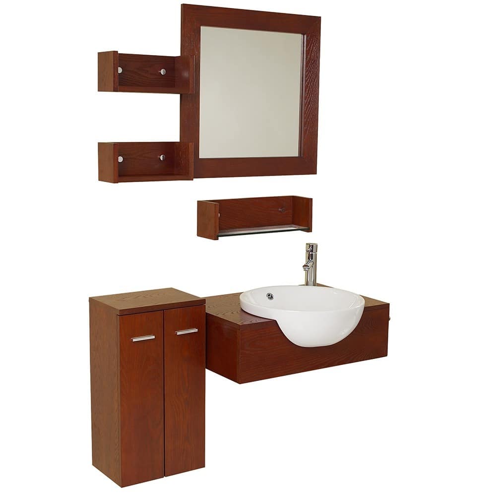 Fresca Stile Oak Modern Bathroom Vanity with Mirror and Side Cabinet