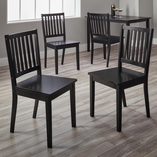 Shop Simple Living Slat Black Rubberwood Dining Chairs (Set of 4