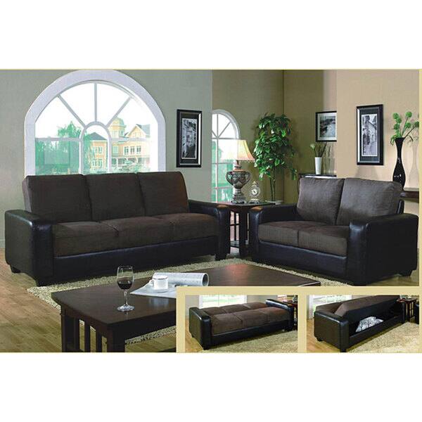 Furniture Of America Bea Dark Brown Microsuede 2 Piece Sleeper Sofa Set