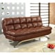 Shop Furniture of America Pova Modern Black Faux Leather Tufted Sofa ...