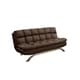 Shop Furniture of America Pova Modern Black Faux Leather Tufted Sofa ...