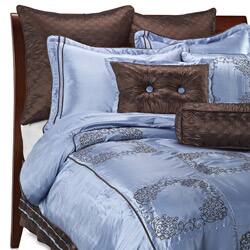 Shop Chocolate Brown Blue Oversize 9 Piece Comforter Set Brown