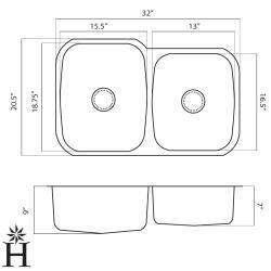 Highpoint Collection Stainless Steel 32-inch Undermount 60/40 2-bowl Kitchen Sink