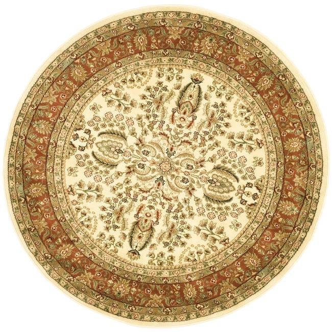 Lyndhurst Collection Oriental Ivory/ Rust Rug (8 Round)