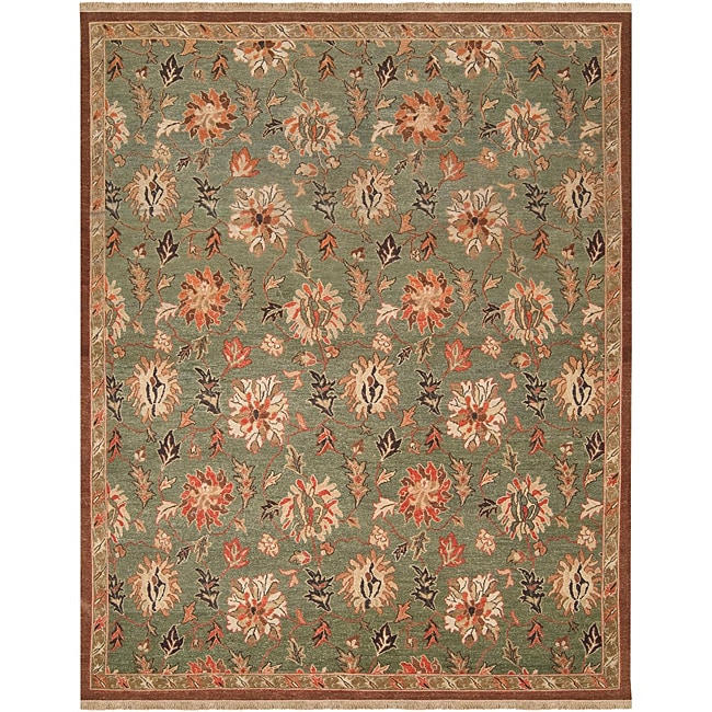 Hand knotted Legacy Green Wool Rug (6 X 9)