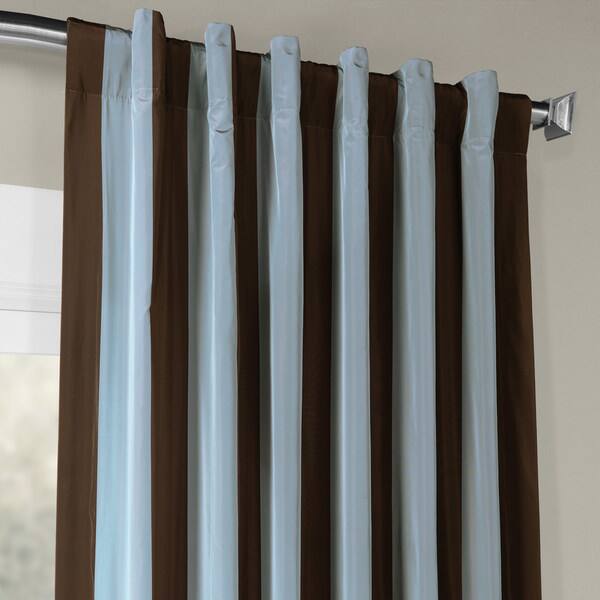 Shop Exclusive Fabrics Signature Stripe Chocolate Blue Faux Silk