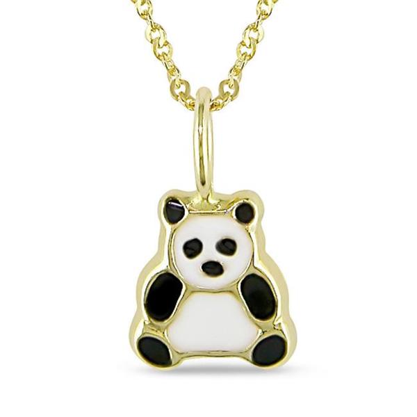 Miadora 14k Yellow Gold Panda Bear Baby Necklace - Free Shipping Today ...