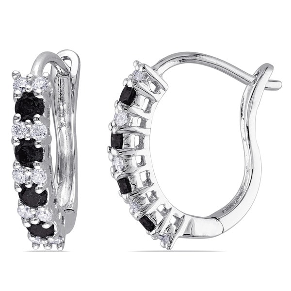 Miadora 10k White Gold 1/2ct TDW Black and White Diamond Earrings (H I