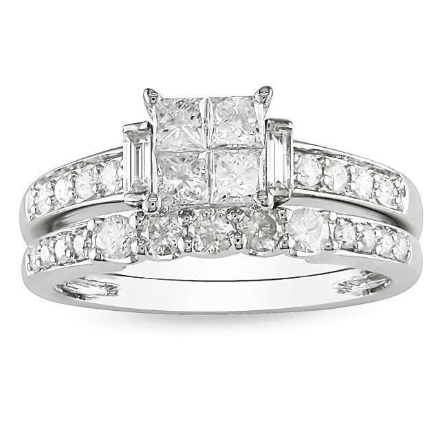 Miadora 14k Gold 1ct TDW Diamond Princess-cut Bridal Set (G-H, I1-I2)