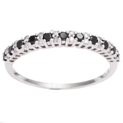 Miadora 10k Gold 1/2ct TDW Black and White Diamond Semi-eternity Ring
