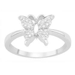 Sterling Silver 1/10ct TDW Diamond Butterfly Fashion Ring (H I, I3) Diamond Rings