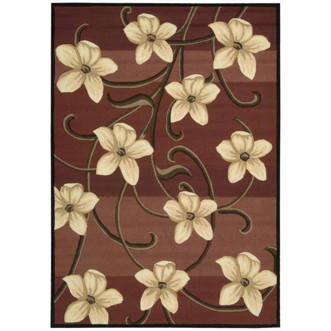 Nourison Hand-hooked Red Paradise Floral Rug (7'3 x 9'3) - 7'3" x 9'3"