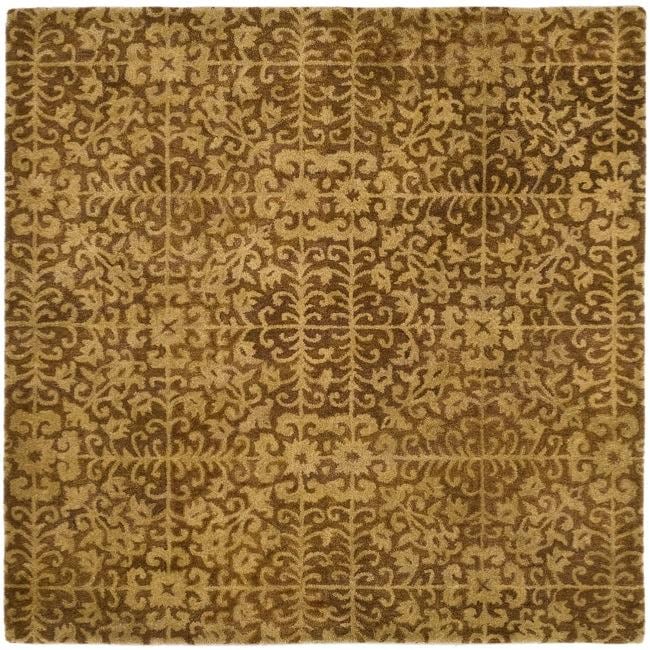 Handmade Majestic Beige Wool Rug (6 Square)