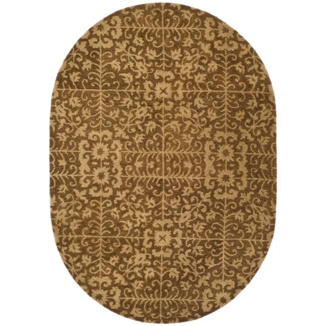 Handmade Majestic Beige Wool Rug (76 X 96)