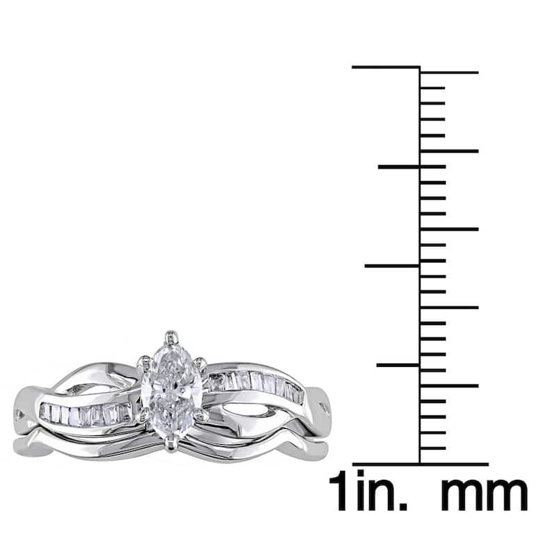 Miadora Signature Collection 14k White Gold 1/2ct TDW Marquise Diamond Bridal Set