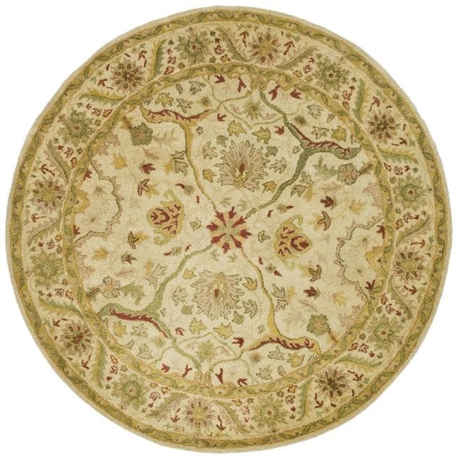 Handmade Mahal Ivory Wool Rug (36 Round)