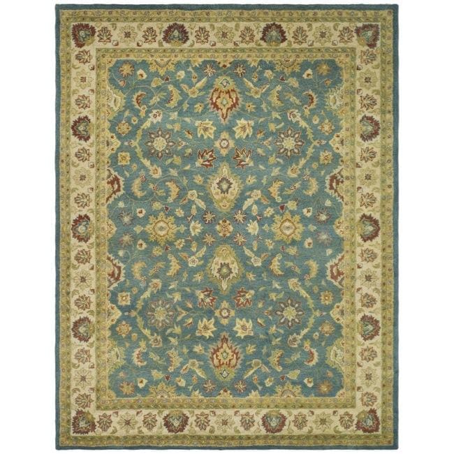 Handmade Jaipur Blue/ Beige Wool Rug (83 X 11)