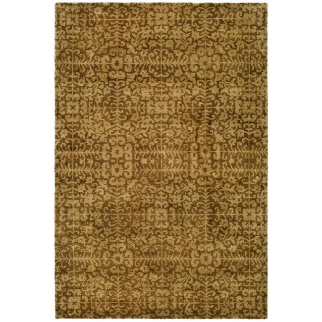 Handmade Majestic Beige Wool Rug (5 X 8)