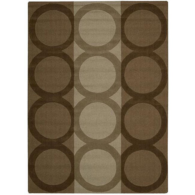 Nourison Hand tufted Panache Brown Geometric Wool Rug (73 X 93)