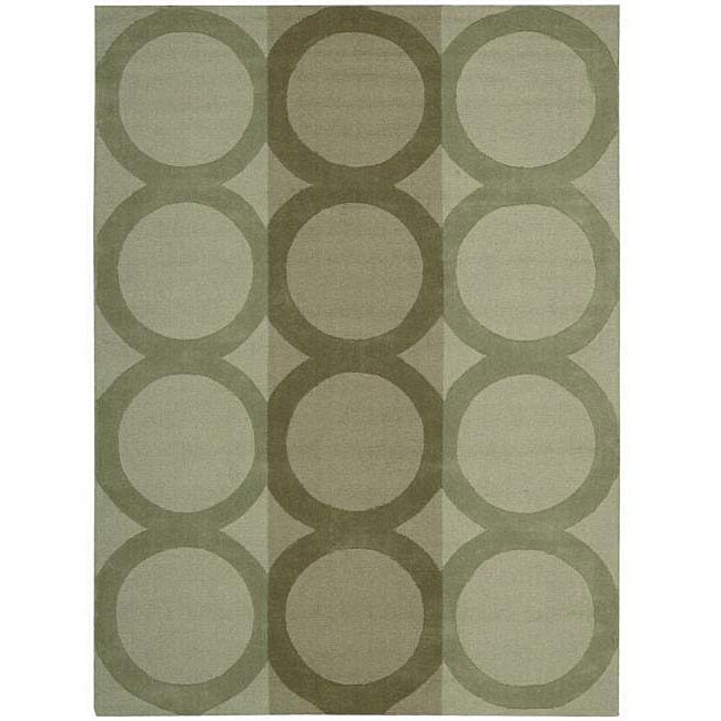 Nourison Hand-tufted Panache Green Geometric Wool Rug - 8' x 11"