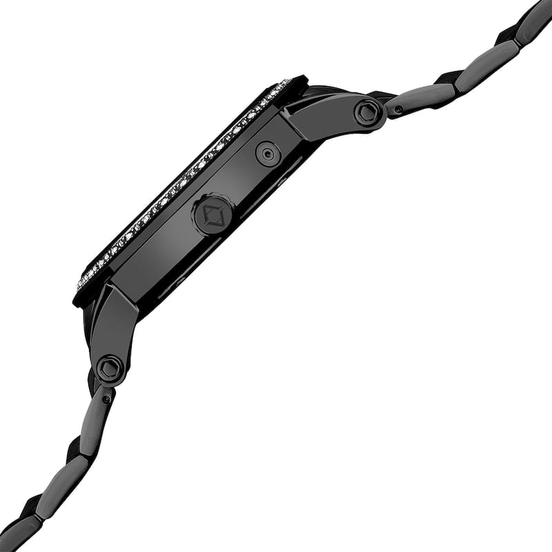 Akribos XXIV Men's Stainless Steel Swiss Diamond Black Watch