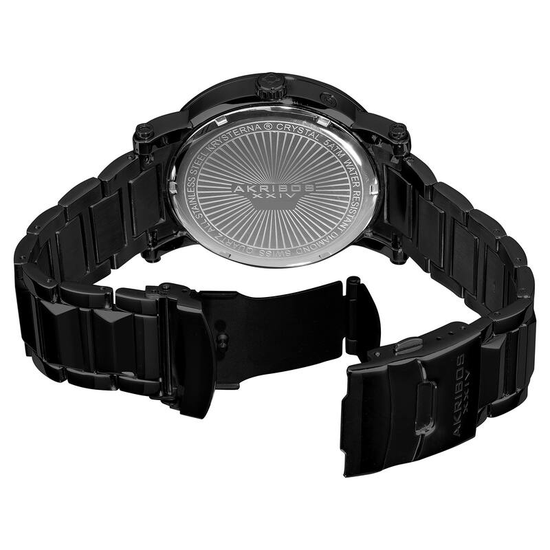 Akribos XXIV Men's Stainless Steel Swiss Diamond Black Watch