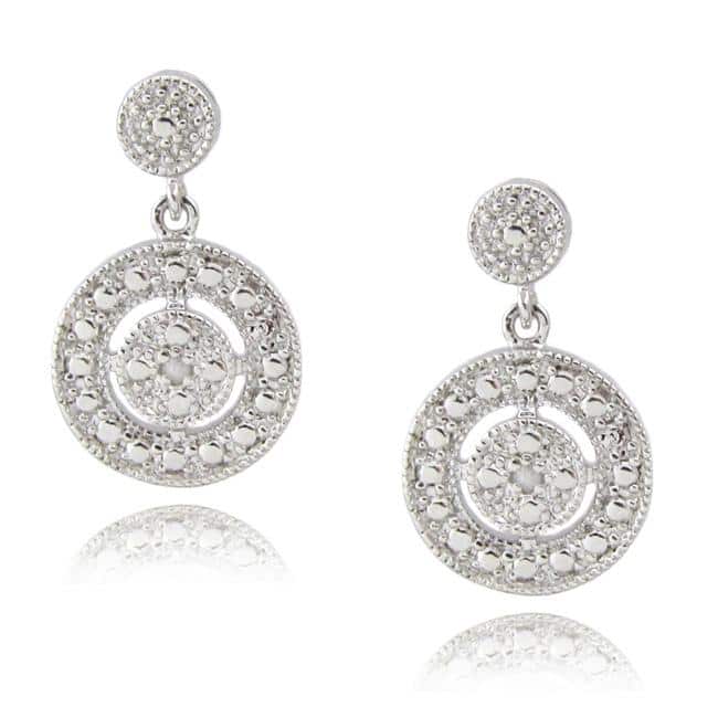 Sterling Silver Diamond Accent Circle Drop Earrings