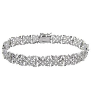 Shop Sterling Silver 1/4ct TDW Diamond Snowflake Link Bracelet (I-J, I2 ...