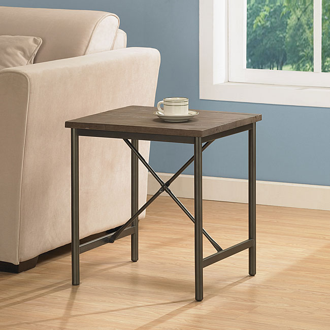 Elements Cross design Grey End Table