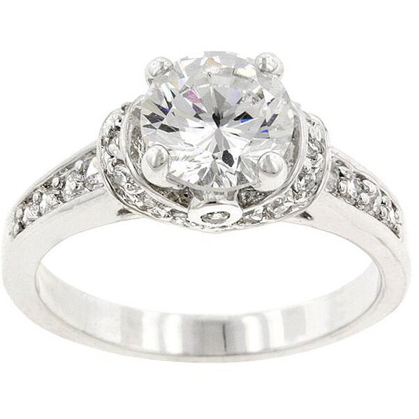Kate Bissett Silvertone Clear Cubic Zirconia Cocktail Ring - Clear/Silver