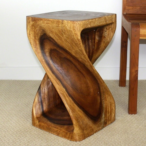 12 inches Square x 20-inch Wooden Hand-carved Walnut Oil Twist Stool ...