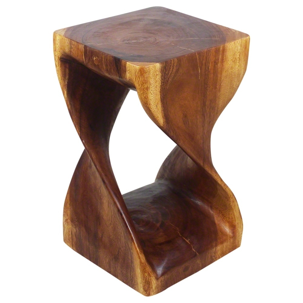 Haussmann Original Twist Solid Wood End Table - 12 x 12 x 20 in - Walnut - 12" x 12" x 20"