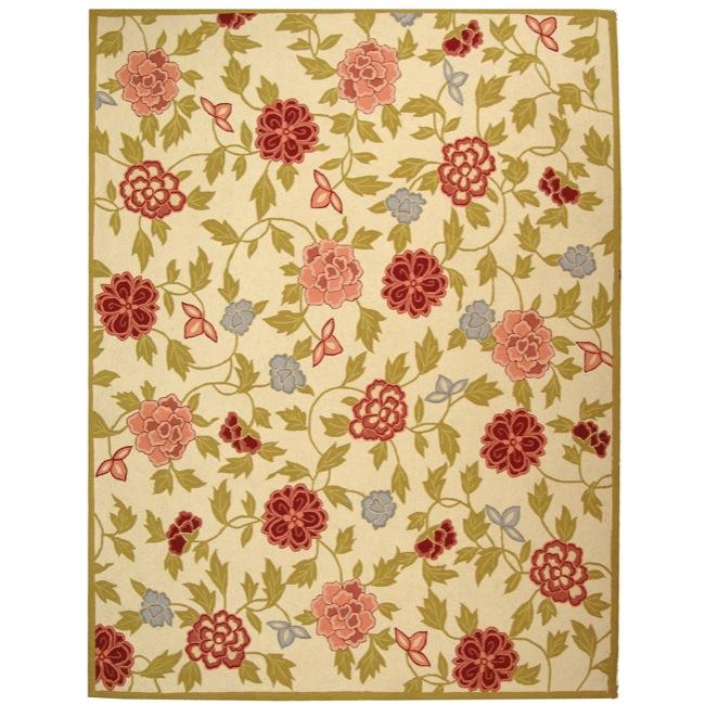 Safavieh Hand-hooked Garden Ivory Wool Rug - 7'9 x 9'9
