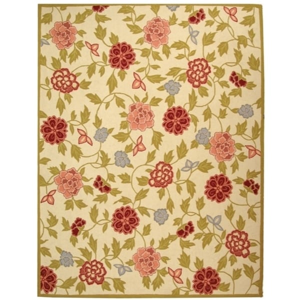 Safavieh Hand-hooked Garden Ivory Wool Rug - 7'-9" x 9'-9"