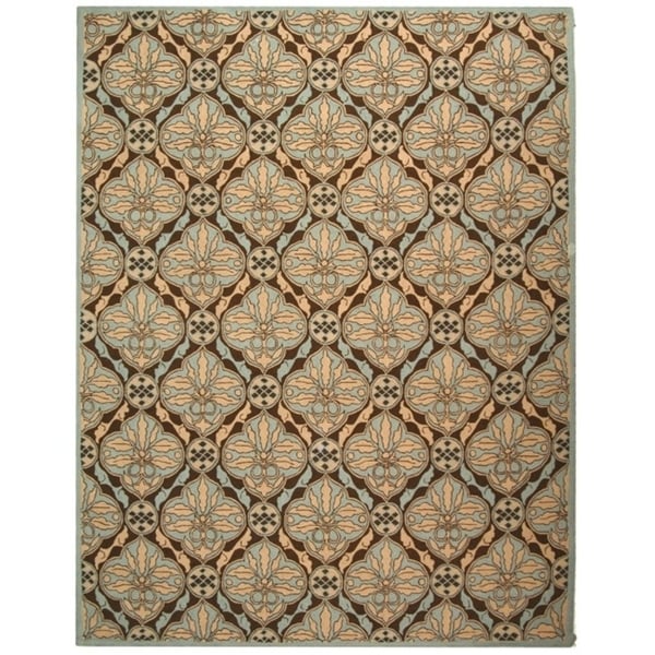 Safavieh Hand-hooked Chelsea Brown/ Blue Wool Rug - 7'9" x 9'9"