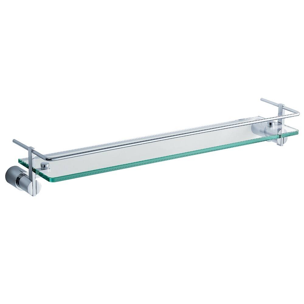 Fresca Magnifico 21-inch Glass Shelf with Railing - Platinum/Chrome