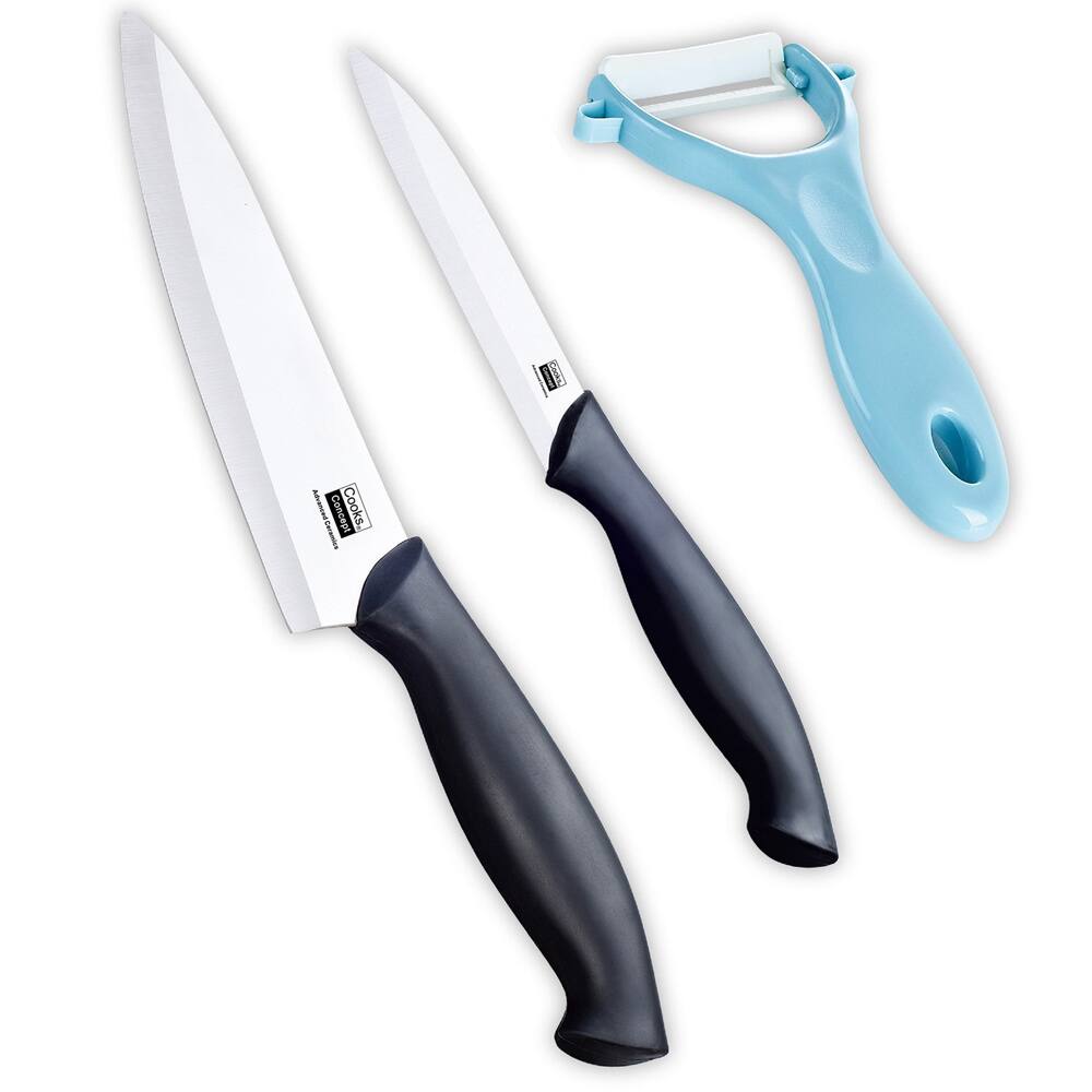 Cooks Concept 3-piece Ceramic Santoku Paring Knife and Peeler Set
