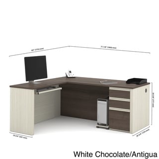 Bestar Prestige L-shaped Desk (White Chocolate and Antigua)